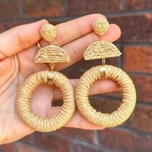 Bohemian Raffia Rattan Drop Earrings